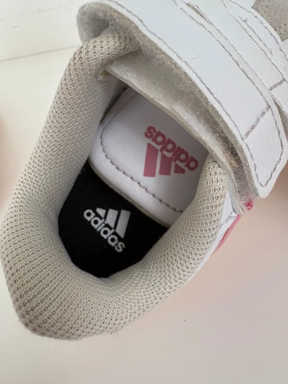 Adidas White and Pink Baby Walker Sneakers with Gum Sole size 4